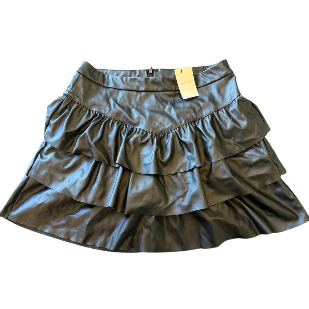 Vici Faux-Leather Ruffled Mini Skirt